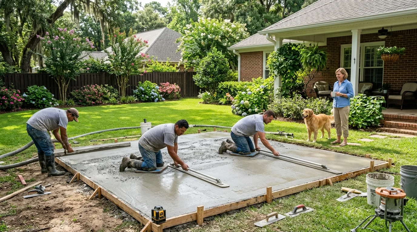 Benbrook Patio Ideas: Stamped vs. Broom vs. Salt Finish